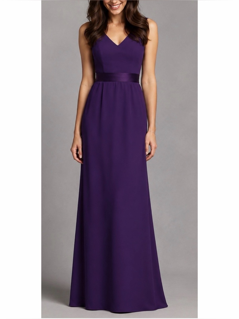(NWT) VERA WANG • Purple Open-Back V-Neck Floor-Length Maxi Gown, 2